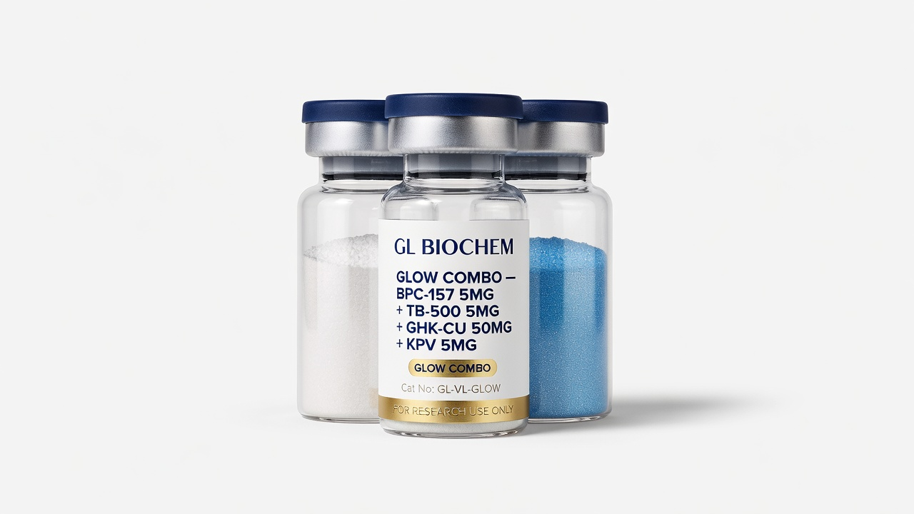 GLOW Combo — BPC-157 5mg + TB-500 5mg + GHK-Cu 50mg + KPV 5mg x 10 vials each vial