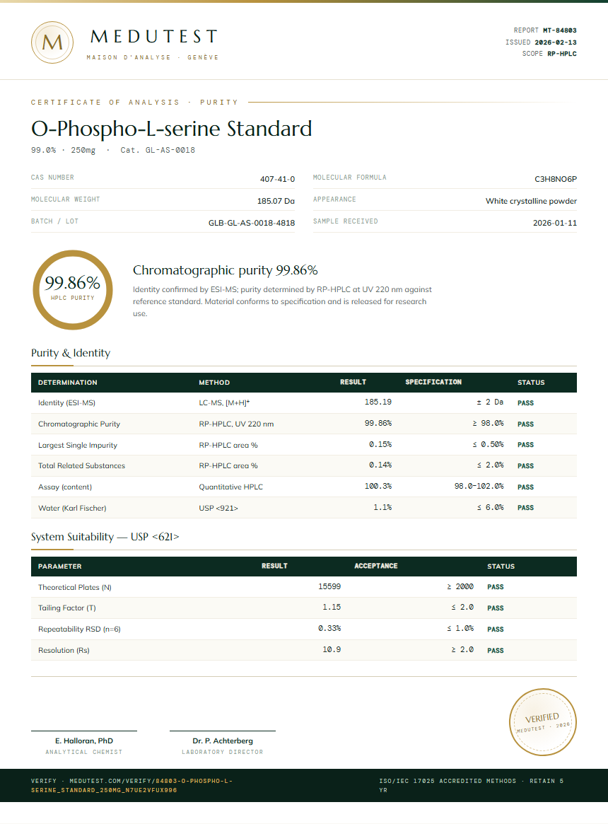 O-Phospho-L-serine Standard Purity (HPLC) report by Medutest